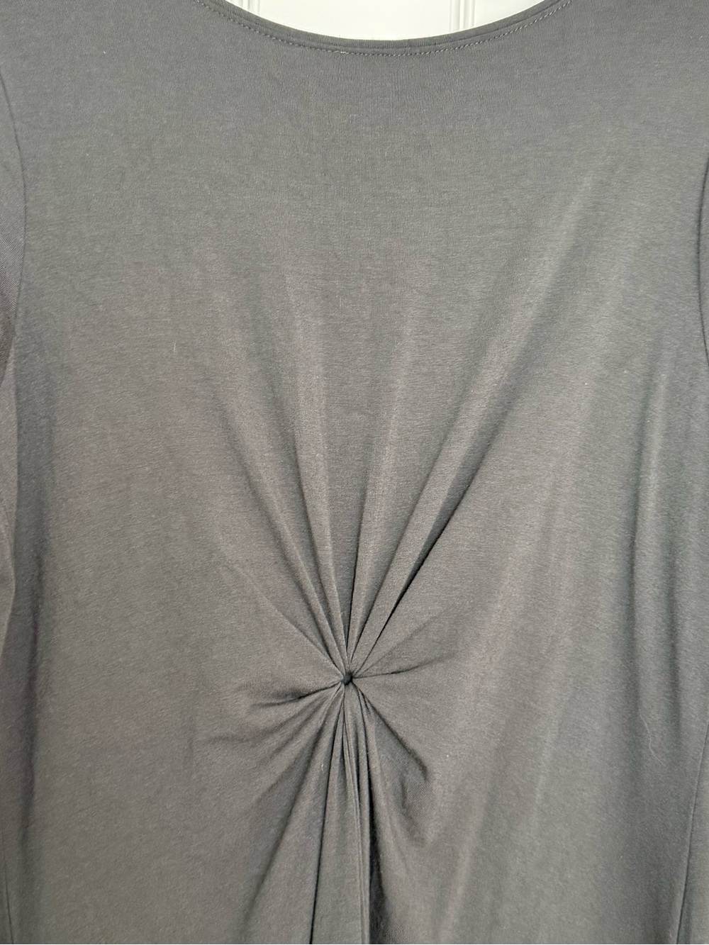 Eileen Fisher Gray Knit Tunic with Back Twist - Picture 4 of 10